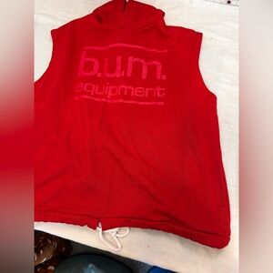 B.U.M. Equipment‎ Red Sleeveless Hoodie Vintage NOS